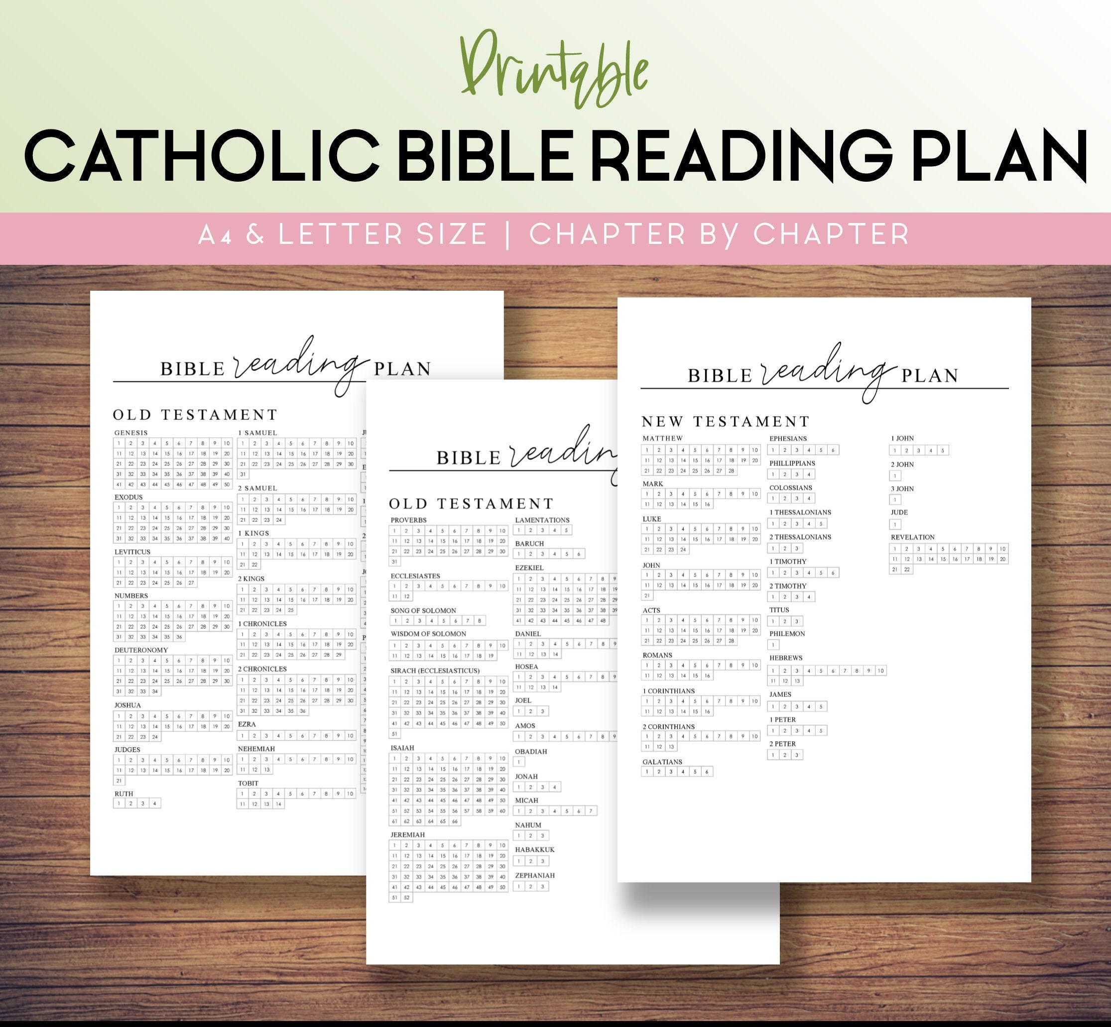 Catholic Bible Reading Tracker Chapter by Chapter Checklist Etsy