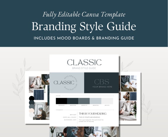 Brand Style Guide Template, Editable Canva Brand Board, Modern Blue Color Palette Brand & Logo, Branding Kit and Mood Board for Business