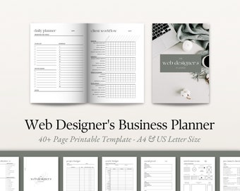 Web Designer Printable Planner, Website Development Business Plan, Project Planner with Prompts, Budget Tracker, Daily Weekly Monthly