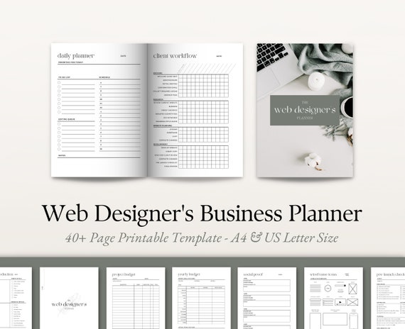 Web Designer Printable Planner, Website Development Business Plan, Project Planner with Prompts, Budget Tracker, Daily Weekly Monthly