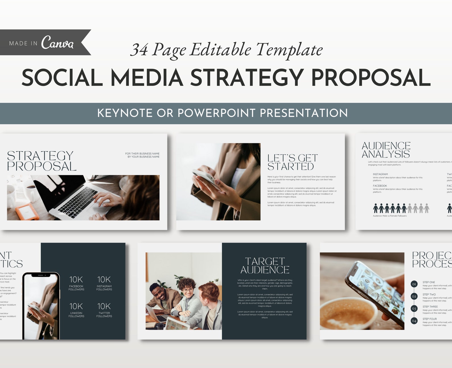 Social Media Strategy Proposal Template For Canva Classic 34 Etsy