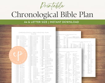 Chronologische Bibel in einem Jahr Leselogbuch zum Ausdrucken, täglicher Scripture Tracker 365-Tage-Plan, christlicher Bibelplaner, A4 und Letter