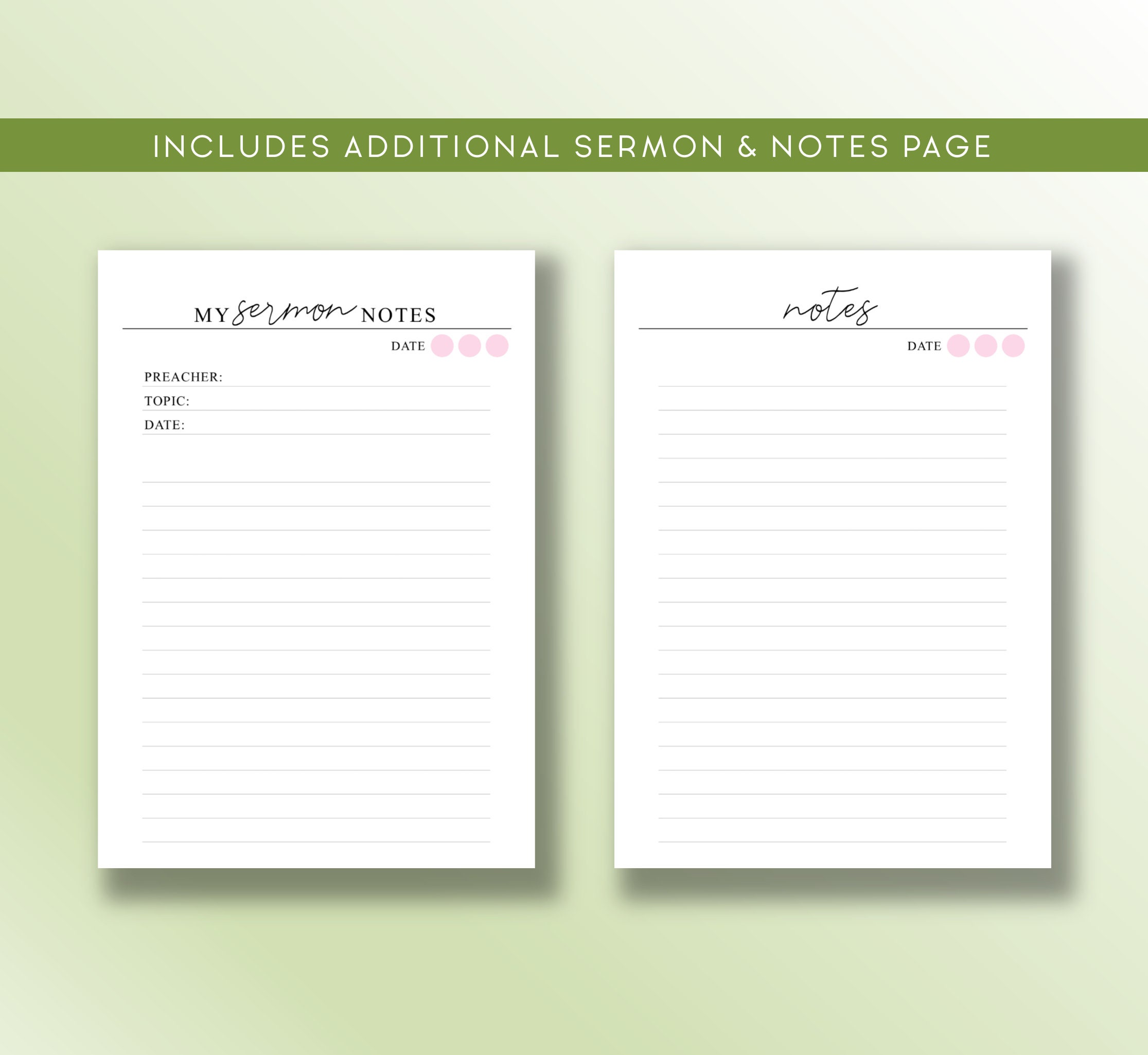 Sermon Notes Printable, Blush Pink Sermon Journal Pages, Bible Study ...
