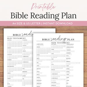 Registro de lectura bíblica imprimible, lista de verificación capítulo por capítulo, planificador diario de estudio bíblico, páginas cristianas imprimibles, A4 y carta.