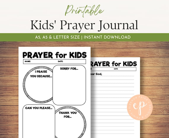 Printable Prayer Notes for Kids, Children's Prayer Worksheet, Daily Prayer for Kids, Bible Printables, A5, A4 & Letter Size