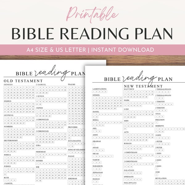 Bible Reading Tracker Printable, Chapter by Chapter Checklist Reading Log, Daily Bible Study Planner, Christian Printable Pages, A4 & Letter