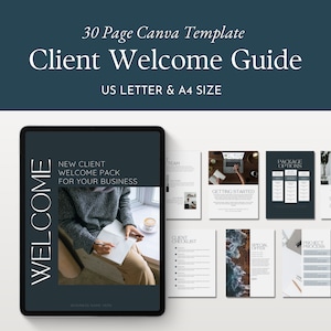 New Client Welcome Packet Canva Template, Classic 31 Page Editable Business Onboarding Guide, Customizable Marketing Book, Services Pricing