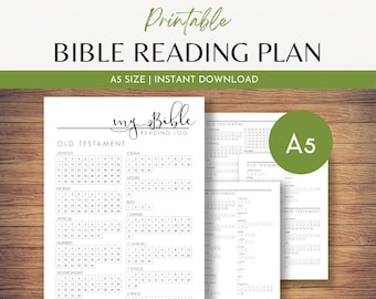 A5 Bible Reading Tracker | Chapter by Chapter Checklist | Daily Bible Study Plan | Christian Printable Planner Inserts | Daily Reading Log