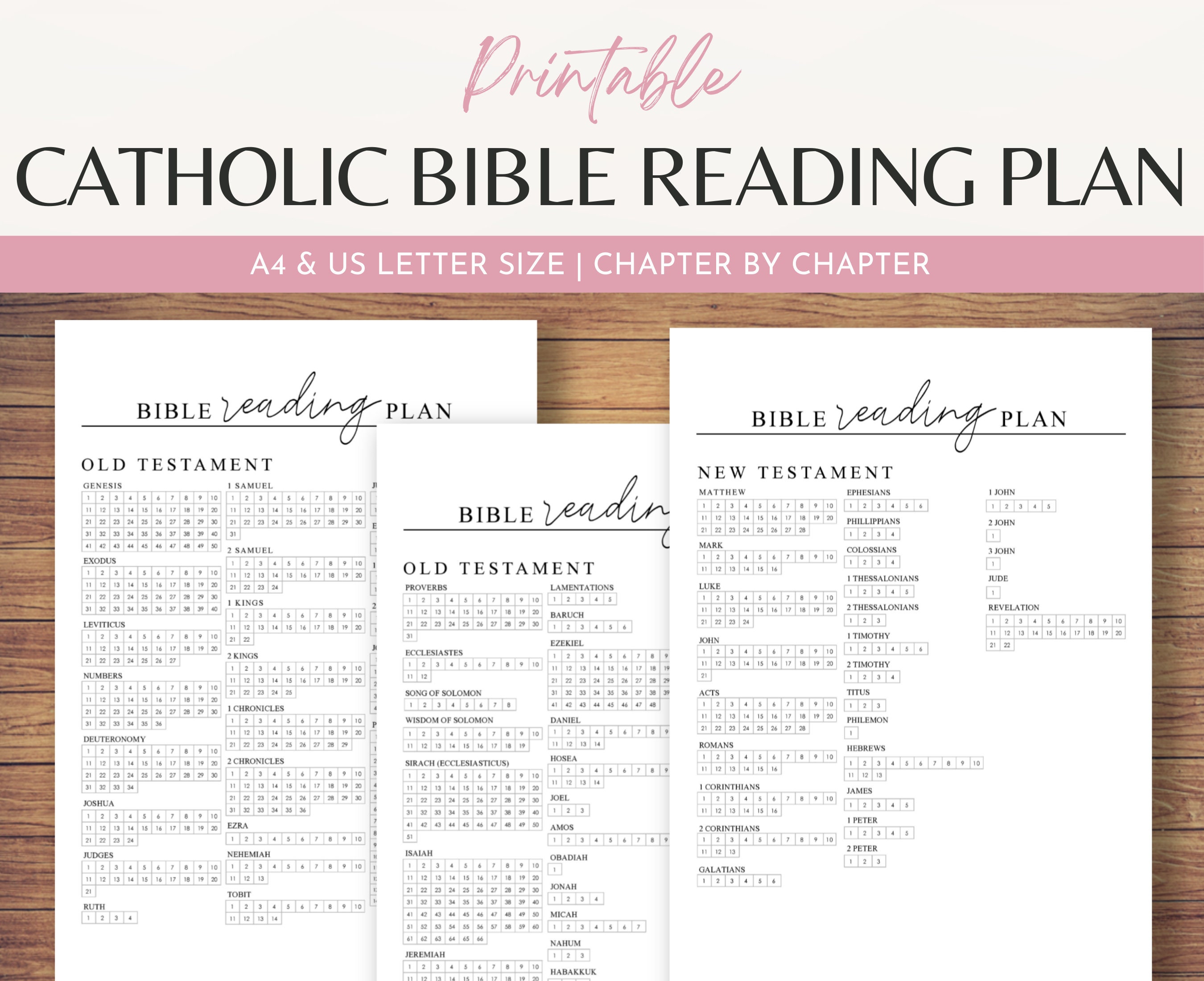 Catholic Bible Reading Tracker Chapter by Chapter Checklist Etsy