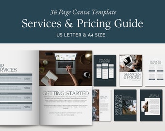 Pricing and Services Guide, 36 Page Client Welcome Template for Canva, Editable Business Pricing Brochure, Welcome & Onboarding Packet