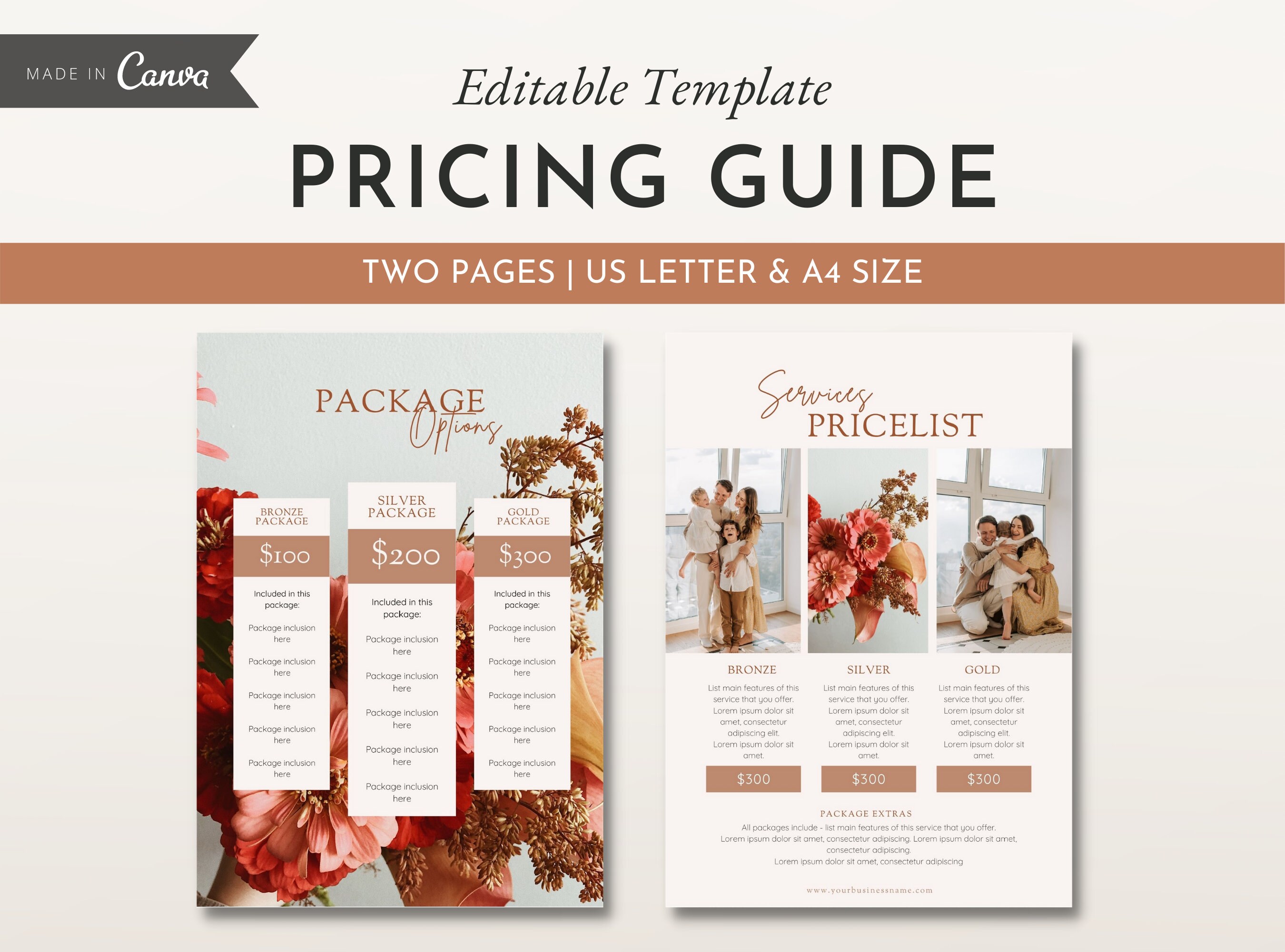 Pricing Guide Canva Template 2 Pages Small Business Etsy