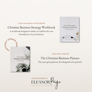 May include: A printable version of "The Christian Business Planner" workbook. The workbook is designed to help faith-based entrepreneurs define or redefine the core foundations of their business. The cover features a black and white image of a coffee cup and a scarf.