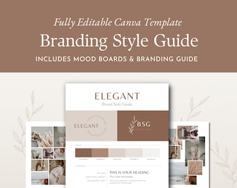 Brand Style Guide Template, Editable Canva Brand Board, Boho Color Palette Brand and Logo, Branding Kit for Business