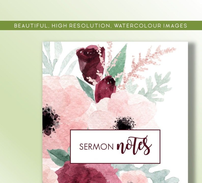 Printable Sermon Notebook | Instant Download Sermon Journal Notes ...