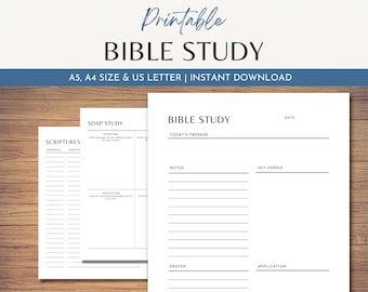 SOAP druckbare Bibel Studien Notizen, Minimal Christian Planner Druckbare Seiten, Gebetsjournal Planner Einsätze, A5, A4 & Letter Größe