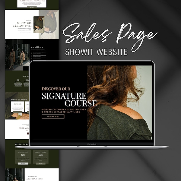 Showit Sales Page Add On Website Template for Coaches & Course Creators, Long Form Sales Page, Web Design, Landing Page for Businesses