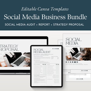 Social Media Analytics Report, Social Media Report and Strategy Proposal Report Business Bundle, Editable Canva Templates