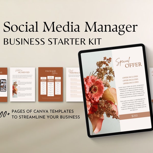 Social Media Manager Starter Kit, Canva Template Business Bundle, Client Onboarding Pack, Branding, Pricing Services, Strategy Proposal