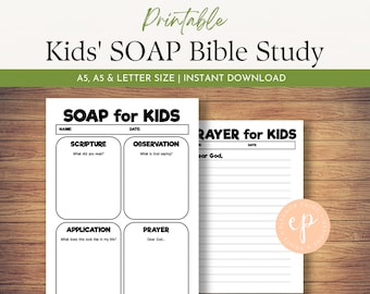 Printable Kids SOAP Prayer Worksheet, Bible and Prayer Journaling, Children's Bible Study Template Pages, A5, A4 & Letter