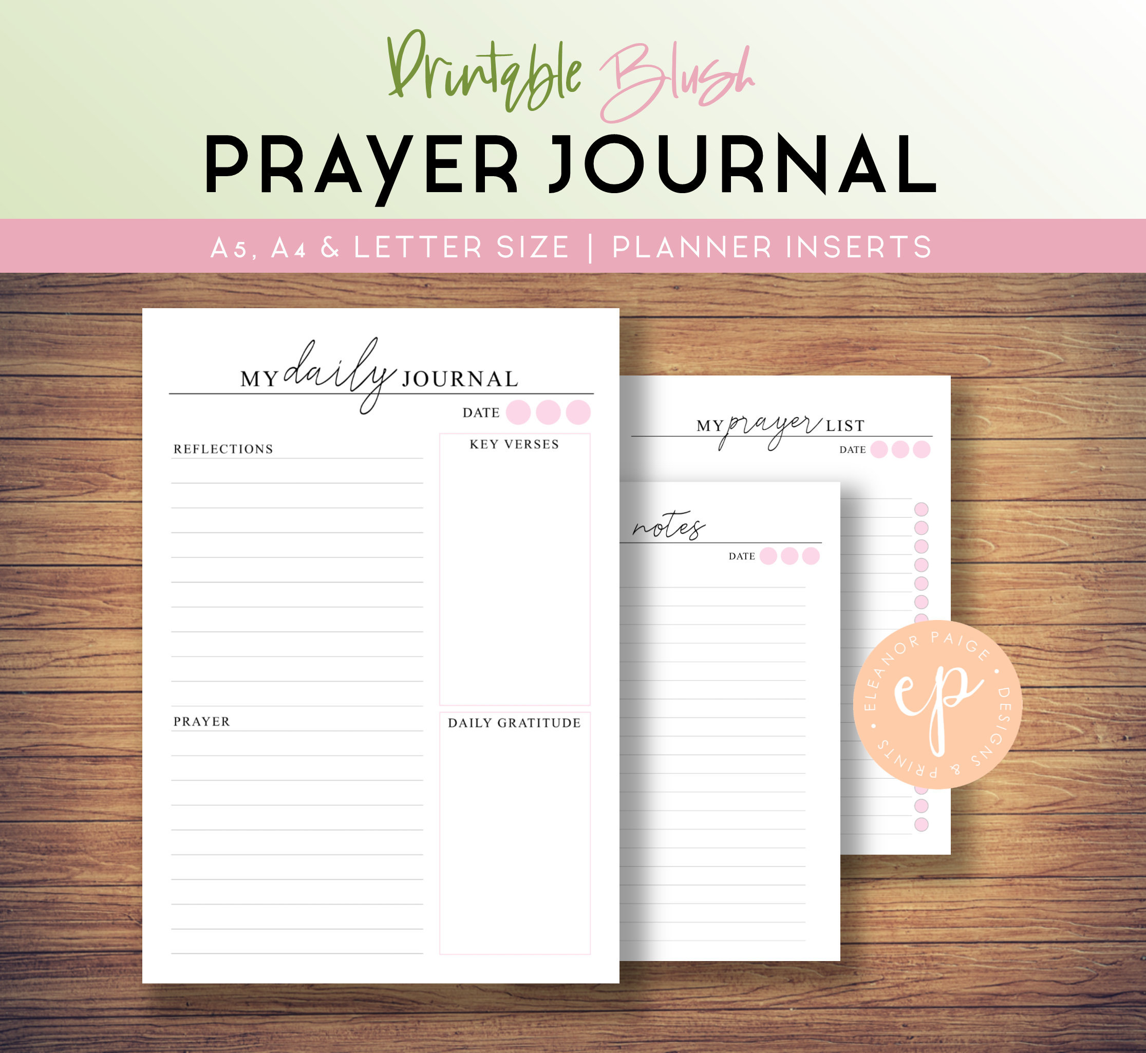 Prayer Journaling Planner Inserts A5 A4 & Letter Size | Etsy