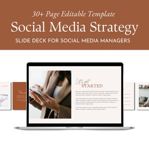 Social Media Strategy Proposal Template for Canva, 34 Page Editable Keynote Presentation, Business Plan Slide Deck