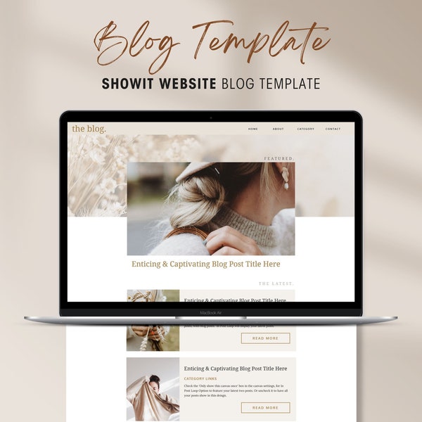 Showit Blog Website Template, Website Theme for Bloggers and Freelancer, Elegant and Modern Blogging Web Design, Showit Blog Add On