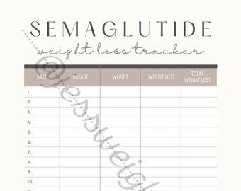 semaglutide tracking sheet Semaglutide Weight Loss Tracker - Full Year, Weight Loss Tracker PDF,  Weight Tracker Printable