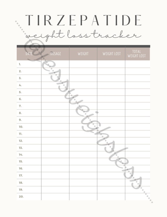 Tirzepatide Weight Loss Tracker - Ganzjähriges, Weight Loss Tracker PDF,  Weight Tracker Printable