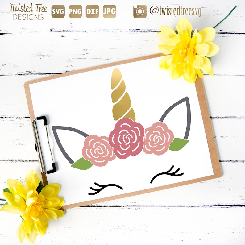 Unicorn SVG Cut File Unicorn Flower Crown Vinyl Printable ...