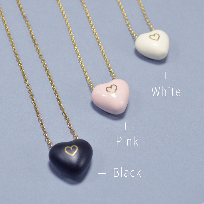 Valentines gift for her Little modern heart pendant Black heart pendant Love gift for girlfriend