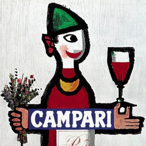 Cartel publicitario vintage original, 'Campari' de Piatti, 1966