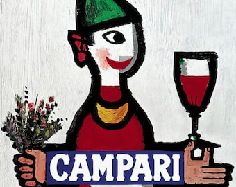 Original Vintage Advertising Poster, 'Campari' by Piatti, 1966
