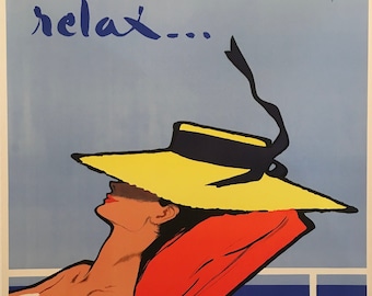 Original Vintage Poster, 'Relax' by Rene Gruau 1964, Printed in France