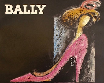 Original Vintage French Fashion Poster Bally Rocks Woman - Small Format - 1970 by Alain Gauthier