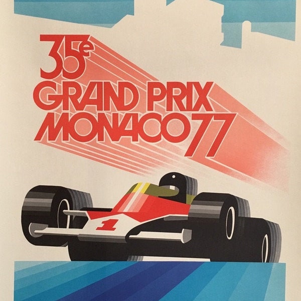 Vintage Französisches Poster - Monaco Grand Prix Formel 1 - 1977