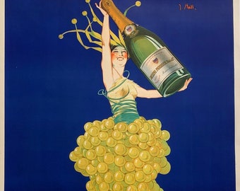 Original Vintage Art Deco Champagne Poster, 'Perrier Champagne' 1926