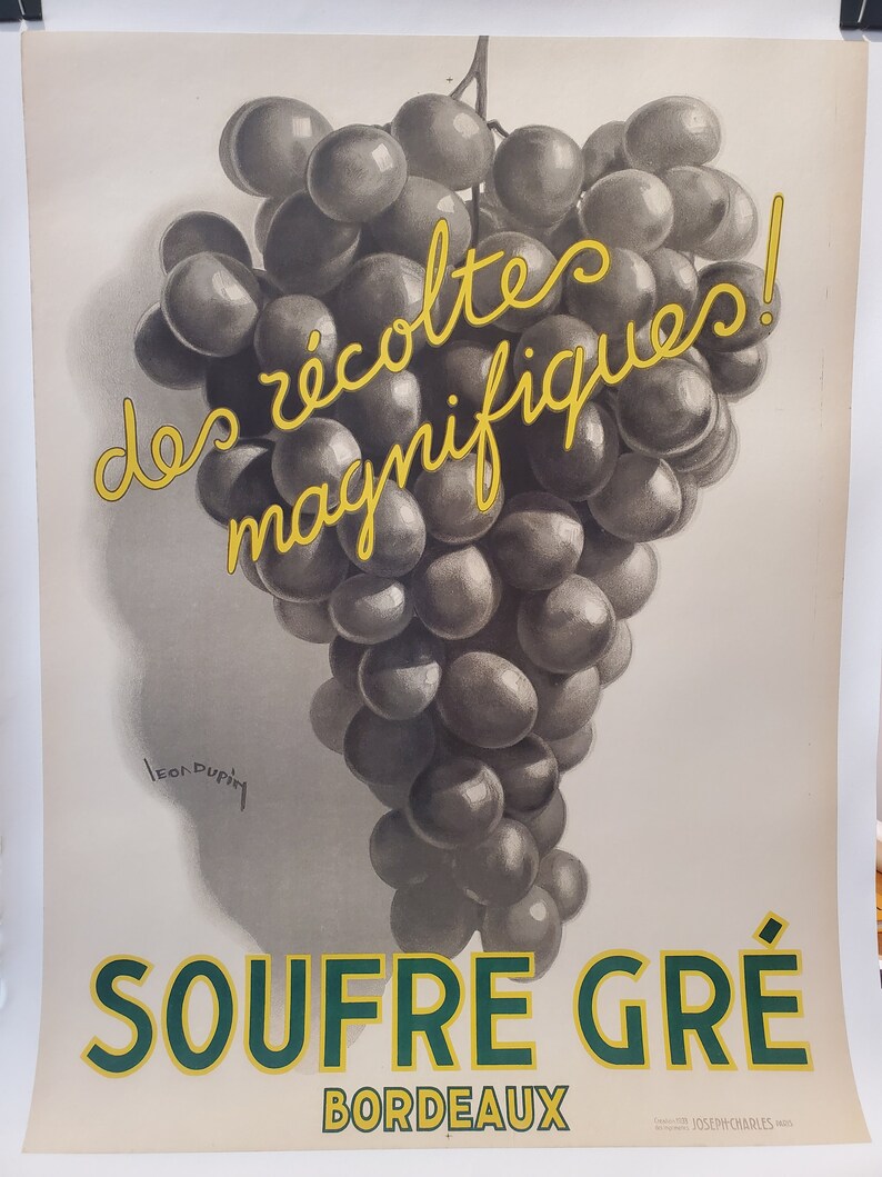 Original Vintage French Wine Poster, SOUFRE GRE, Circa 1930 - Etsy