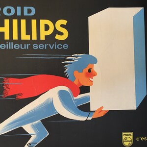 Cartel francés vintage original de mediados de siglo, 'Froid Philips' de Darigo, 1950