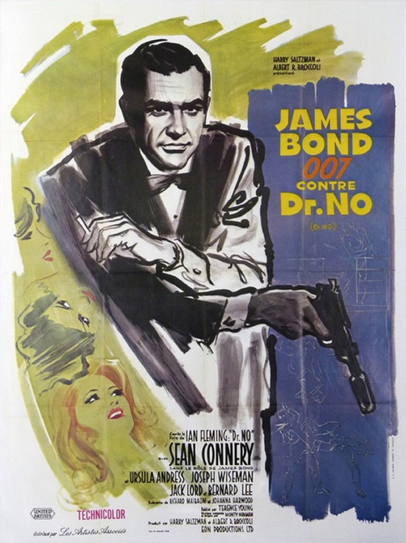 James Bond 007 Contre Docteur No Sean Connery Original Vintage Poster image 1