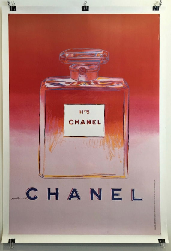 Original Vintage French Poster by Andy Warhol - Chanel Pink - 1997 Linen  backed