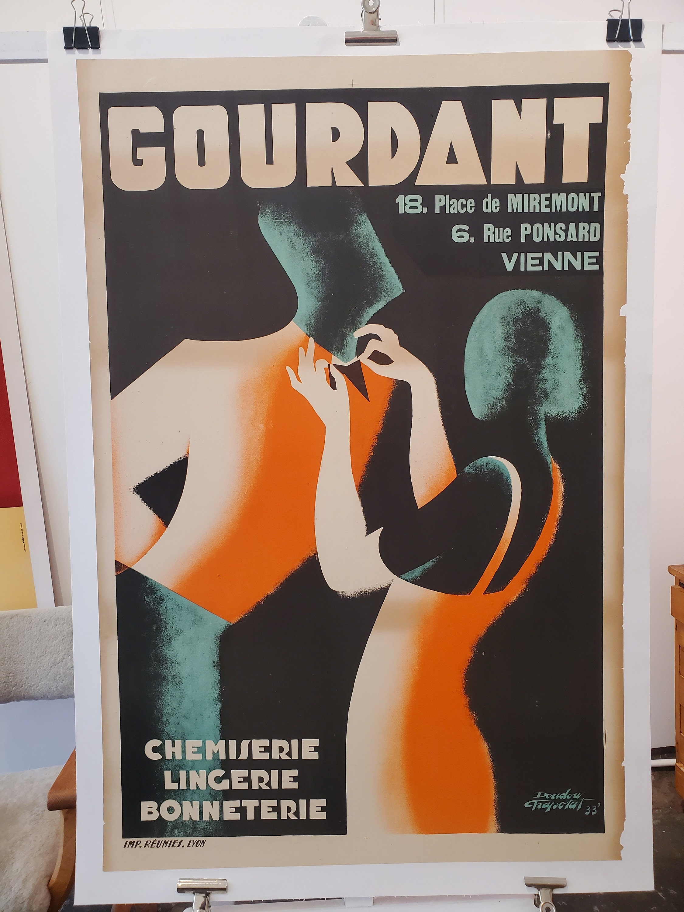 Original Vintage Art Deco Poster, 'GOURDANT ', 1933 Etsy Australia