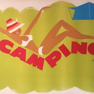 Póster francés vintage original - Camping 1967