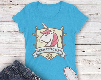 Beer Unicorn Shirt, Lindas mujeres artesanía camiseta de cerveza, Funny Beer Pun Camisa, Damas bebiendo camiseta de fiesta, Mujeres unicornio camiseta gráfica