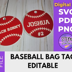 Baseball Bag Tag bearbeitbare Datei für Glowforge