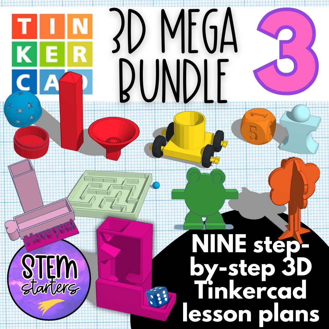 Learn to Create 3D Print Files With Tinkercad: Mega Bundle 3 With NINE ...