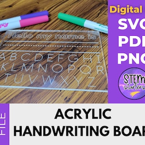 Acrylic Handwriting Board with dotted letters SVG File for Glowforge or Laser Cutter