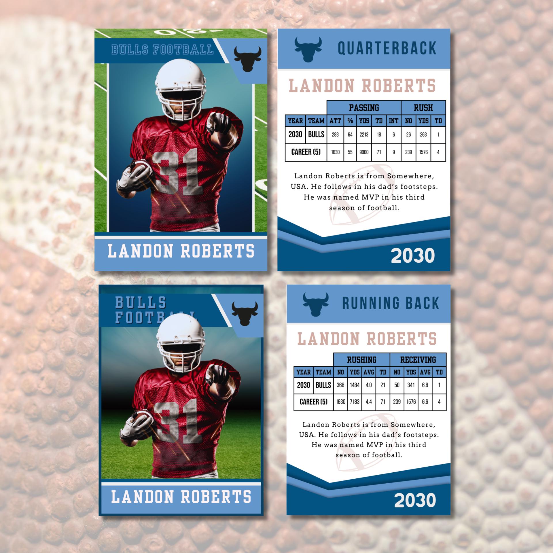 Football Card Template for Canva With 2 Options and Fillable Stat Football Card Template for Canva With 2 Options and Fillable Stat