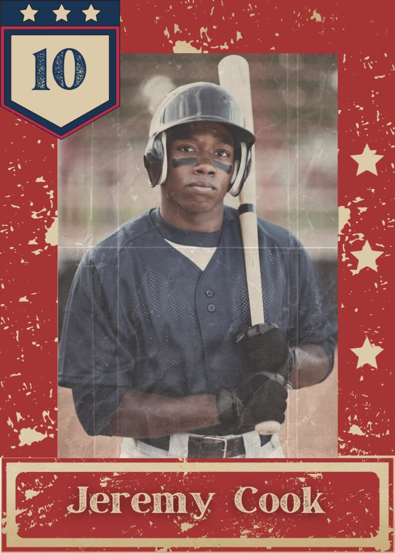Vintage Baseball Card Template for Canva Etsy
