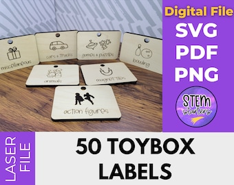 Toybox Labels SVG Bundle | Glowforge Files | Laser Files