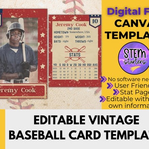 Modello di carta da baseball vintage per Canva